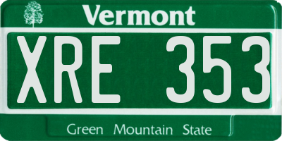 VT license plate XRE353