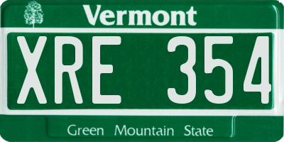 VT license plate XRE354