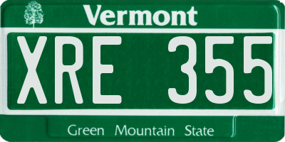 VT license plate XRE355