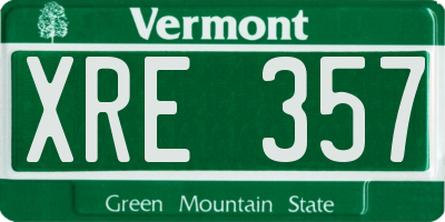 VT license plate XRE357