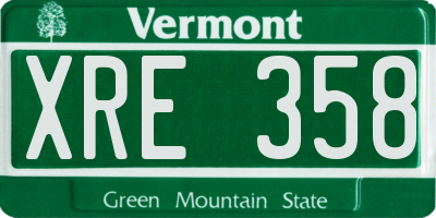 VT license plate XRE358