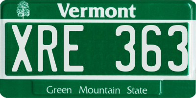 VT license plate XRE363