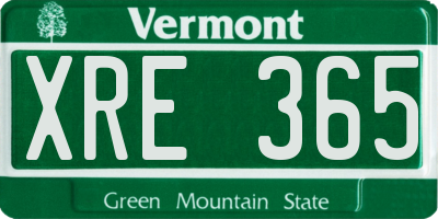 VT license plate XRE365