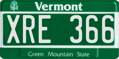 VT license plate XRE366