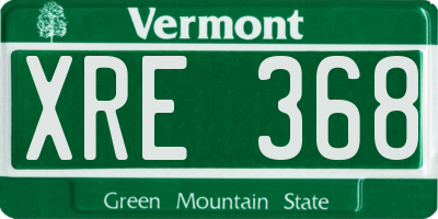 VT license plate XRE368