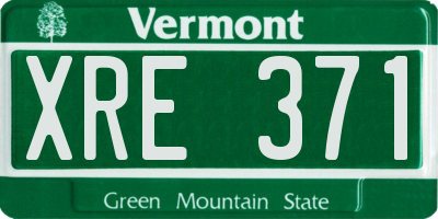 VT license plate XRE371
