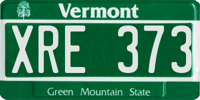 VT license plate XRE373