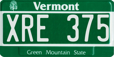 VT license plate XRE375
