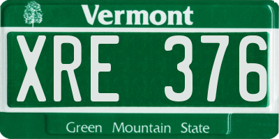 VT license plate XRE376