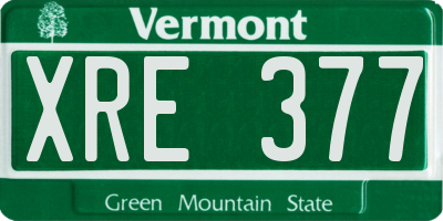 VT license plate XRE377