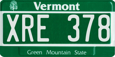 VT license plate XRE378