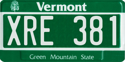 VT license plate XRE381