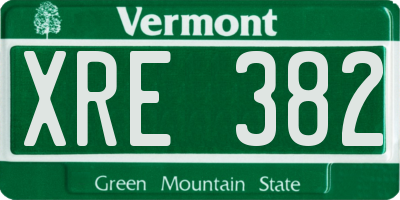 VT license plate XRE382