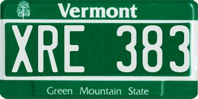 VT license plate XRE383