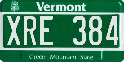 VT license plate XRE384