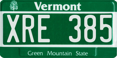 VT license plate XRE385