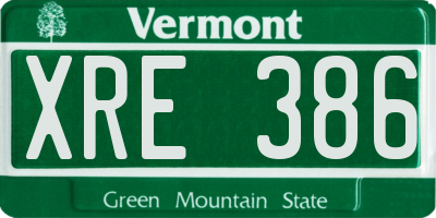 VT license plate XRE386
