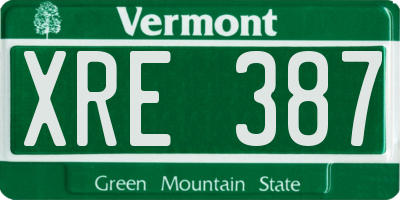 VT license plate XRE387