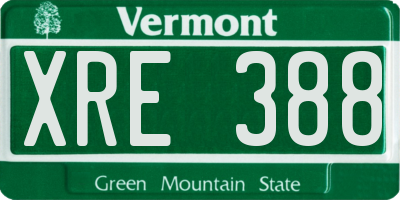VT license plate XRE388