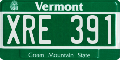 VT license plate XRE391