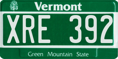 VT license plate XRE392