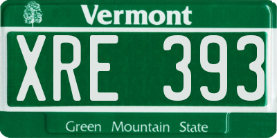 VT license plate XRE393
