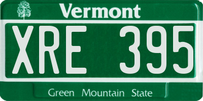 VT license plate XRE395