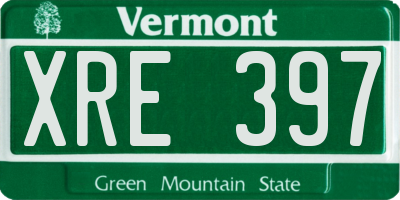 VT license plate XRE397