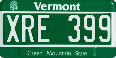 VT license plate XRE399