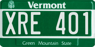 VT license plate XRE401