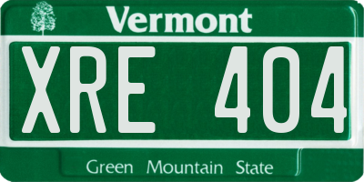 VT license plate XRE404