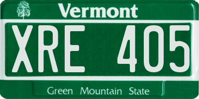 VT license plate XRE405