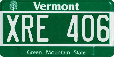 VT license plate XRE406
