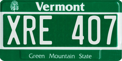 VT license plate XRE407