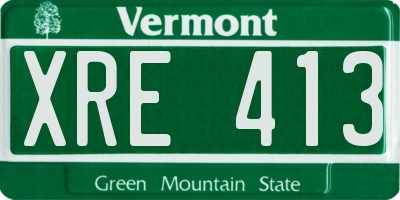 VT license plate XRE413