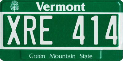VT license plate XRE414