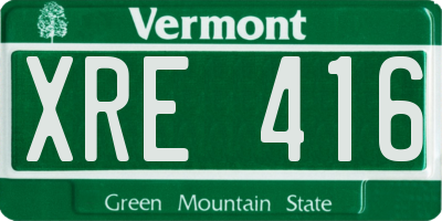VT license plate XRE416