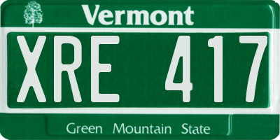 VT license plate XRE417