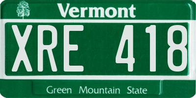 VT license plate XRE418