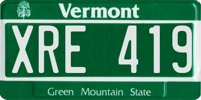 VT license plate XRE419