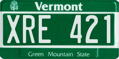 VT license plate XRE421
