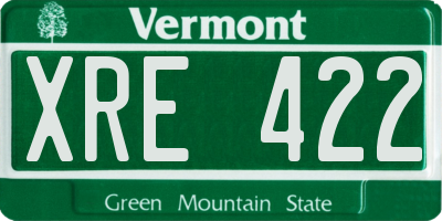 VT license plate XRE422