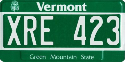 VT license plate XRE423