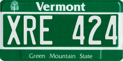 VT license plate XRE424