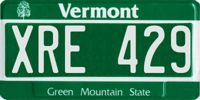 VT license plate XRE429