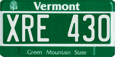 VT license plate XRE430