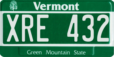 VT license plate XRE432