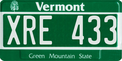 VT license plate XRE433