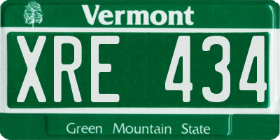 VT license plate XRE434