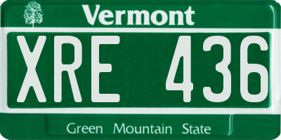 VT license plate XRE436